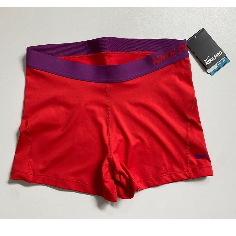 Nike Pro Hypercool Women XL Red Purple Dri-FIT Training Shorts 725443-697 NWT